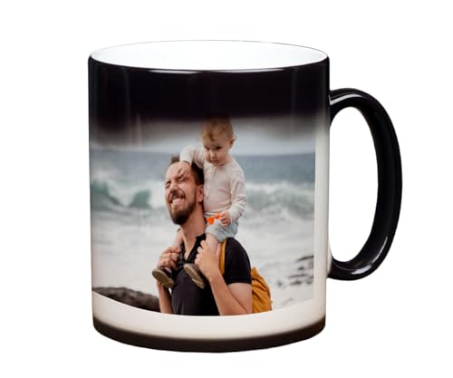 ORWONet personalisierte Zaubertasse mit Foto | 330 ml Zaubertasse gestalten | Farbwechseltasse: Foto wird durch Heißgetränk sichtbar | Magic Mug aus Keramik (Foto, innen weiß) von ORWONet