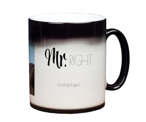 ORWONet personalisierte Zaubertasse mit Foto | 330 ml Zaubertasse gestalten | Farbwechseltasse: Foto wird durch Heißgetränk sichtbar | Magic Mug aus Keramik (Mr., innen weiß) von ORWONet