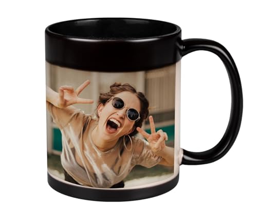 ORWONet personalisierte Zaubertasse mit Foto | 330 ml Zaubertasse gestalten | Farbwechseltasse: Foto wird durch Heißgetränk sichtbar | Magic Mug aus Keramik (Foto, innen schwarz) von ORWONet