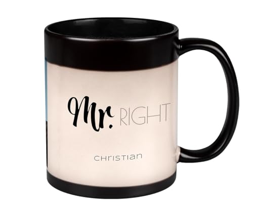 ORWONet personalisierte Zaubertasse mit Foto | 330 ml Zaubertasse gestalten | Farbwechseltasse: Foto wird durch Heißgetränk sichtbar | Magic Mug aus Keramik (Mr., innen schwarz) von ORWONet