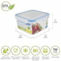Quadratischer hermetischer Kunststoffbehälter 700 ml. 13 x 13 x 7 (h) cm. von ORYX