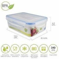 Rechteckiger luftdichter Kunststoffbehälter 240 ml. 12,5 x 8,5 x 4,5 (h) cm. von ORYX