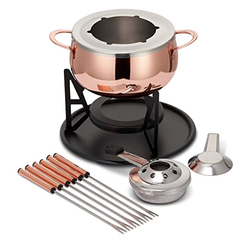 Oak & Steel - 10-Teiliges Premium Edelstahl Fondue für 6 Personen, Roségold/Kupfer - Schokolade, Käse, Fleisch - Robust & Schick - Geschenkset für Valentinstag/Geburtstag/Jahrestag von OS Oak & Steel ENGLAND