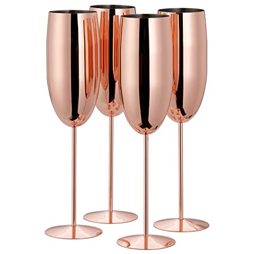 Oak & Steel - 4 Edelstahl Champagnerflöten, 285 ml - Rose Gold Sektgläser von OS Oak & Steel ENGLAND