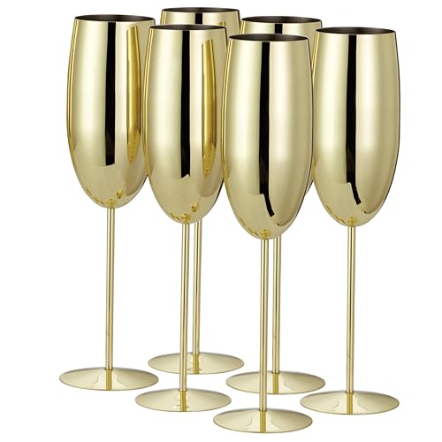 Oak & Steel - 6 Champagnergläser, 280ml - Prosecco-Gläser aus Edelstahl mit Geschenkbox (Gold) von OS Oak & Steel ENGLAND