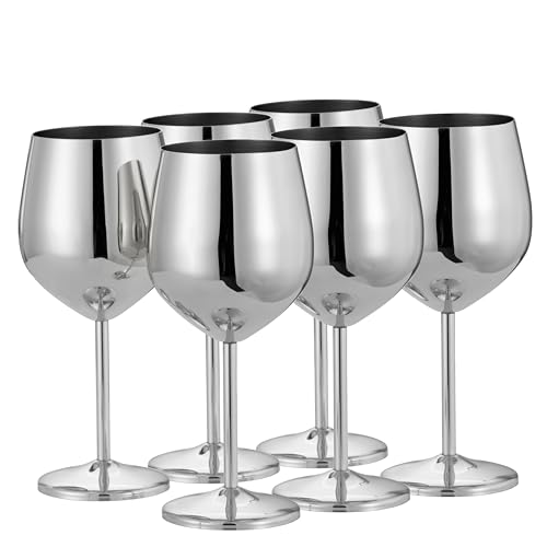 Oak & Steel - 6 Edelstahl-Weingläser, 520 ml - Weingläser für besondere Anlässe mit Geschenkbox (Silber) von OS Oak & Steel ENGLAND