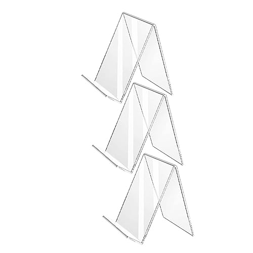 3Stücke Transparente Acryl Buchständer Stabiler Zeitschriftenständer für Schule und Zuhause Eleganter Leseständer zur Buchpräsentation und Aufbewahrung von OSALADI