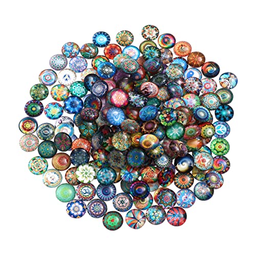 OSALADI Fliesenzubehör Mit Runden Gemischten Fliesen Zum Basteln Glas Für Schmuckherstellung Bunt Flache Rückseite Vielfältige Anwendungsmöglichkeiten von OSALADI