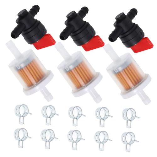 OSALADI 1 Satz Kraftstofffilter Absperrventil mit Schlauchschellen Gasventil und Filter für Rasenmäher Generator und Gartengeräte Einfache Installation und Optimaler Schutz OSALADI 1 Satz Kraftstofffilter Absperrventil mit Schlauchschellen Gasventil und Filter für Rasenmäher Generator und Gartengeräte Einfache Installation und Optimaler Schutz von OSALADI