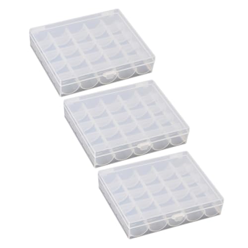 OSALADI 3 Stück Leere Spulenbox Organizer 25 Fächer Nähmaschinen Spulenbox Transparente Aufbewahrungsbox Bastel Aufbewahrungsbox für Spulen Sicherer Transport von OSALADI