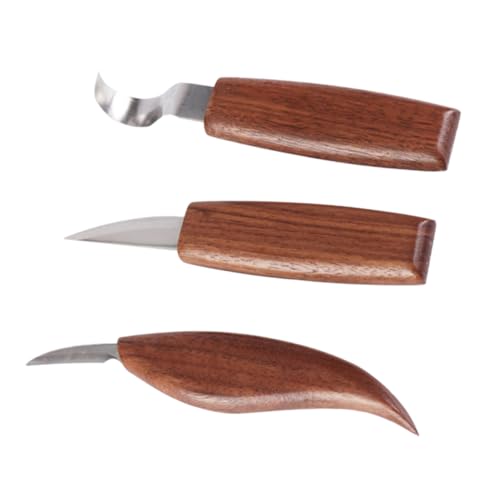 OSALADI 1 Satz Schnitz Messer Set Cutter Schnitzel-kit Material Schnitzer Gravieren Werkzeug Holzbearbeitungsfräser Handschnitzmesser Schwarze Walnuss Brown 3 Stück von OSALADI