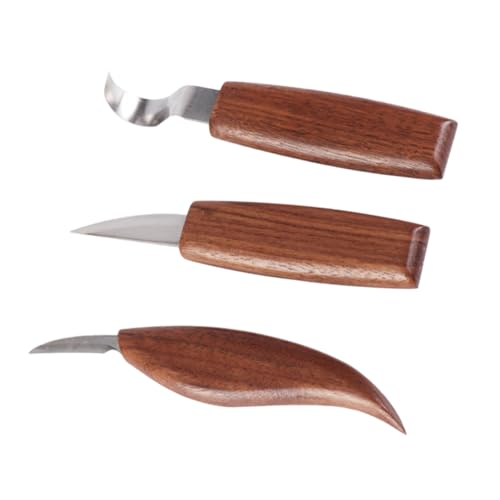 OSALADI 1 Satz Schnitz Messer Set Schnitzerei Schnitzwerkzeuge Schnitzel-kit Schnitzen Skulpturwerkzeuge Handschnitzmesser Gravierwerkzeuge Holzschnittmesser Schwarze Walnuss 3 Stück von OSALADI