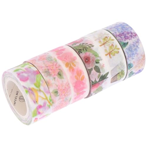 OSALADI 1 Satz Teiliges Diy Scrapbook Washi Tape Mit Blumenmuster Dekorative Papierbänder Für Tagebuch Basteln Und Geschenkverpackungen Gemischte Stile 6 Stück von OSALADI