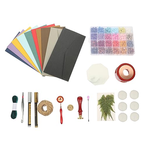 OSALADI 1 Satz Wax Seal Stempelset mit Wachsperlen Retro Wachsversiegelung für Einladungen Briefe Handwerksprojekte Einfach zu Verwenden Schnell Trocknend Diy für Bastelfreunde von OSALADI