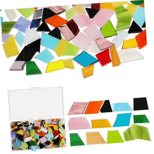 OSALADI 1 Schachtel Glas mosaikfliesen für Basteln Bunte Sichere Glasteile DIY Dekoration Vielseitig Einsetzbar Robust und Glatt für Kreative Handwerksprojekte von OSALADI