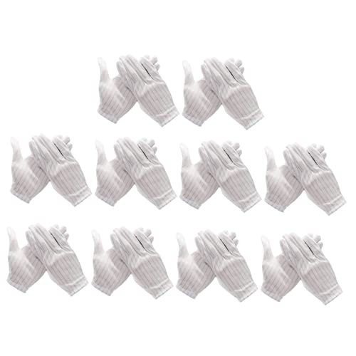 OSALADI 10 Paar Antistatische Handschuhe Antistatischer Fäustling Antistatische Reparaturhandschuhe Elektronikinstallationshandschuhe Chemo-handschuhe Arbeit Weiß Schutz Leitfähige Faser von OSALADI