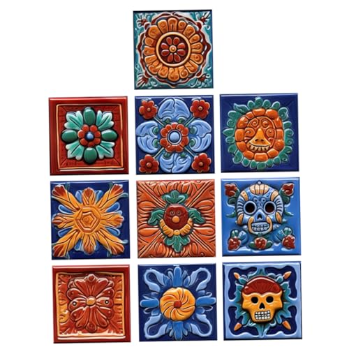 OSALADI 10 Stk Wasserfester Wandaufkleber Mexikanische Fliesenabziehbilder Aufkleber Für Blumenfliesen Mandala-blumenaufkleber Mexikanische Fliesenaufkleber Dekor Marokko Pvc Wasserdicht von OSALADI