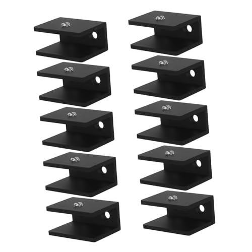 OSALADI 10 Stück Laminatklemmen Wandregale Regalstützstifte Rahmenlose Glasklemmen L Form Messing Glas Duschtürklemmen Pilaster Regalstützklammer Draht Regalklammern Schwarz von OSALADI
