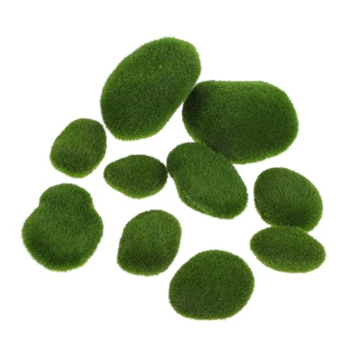 OSALADI 10 Stück Teiliges Kunstmoos Steine für Garten Dekoration Simulierte Moossteine für Bonsai Blumentöpfe Terrarien Feengärten und Mehr von OSALADI