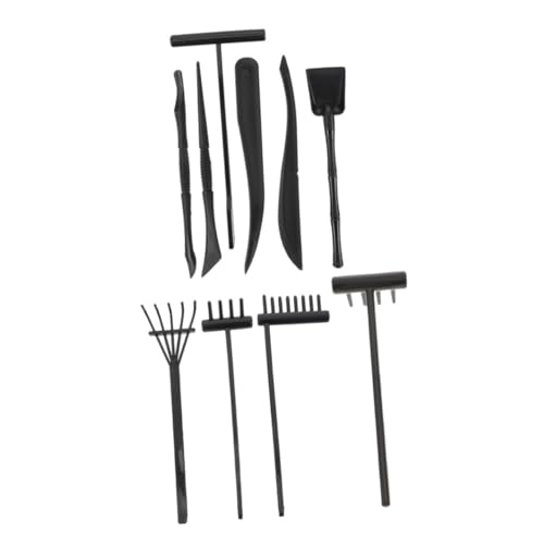 OSALADI 10 Stück Teiliges Zen Garten Werkzeug Set Meditationswerkzeuge für Sandkästen Schwarze Rechen und Rechen für Kreative Gestaltung und Zen Dekoration von OSALADI