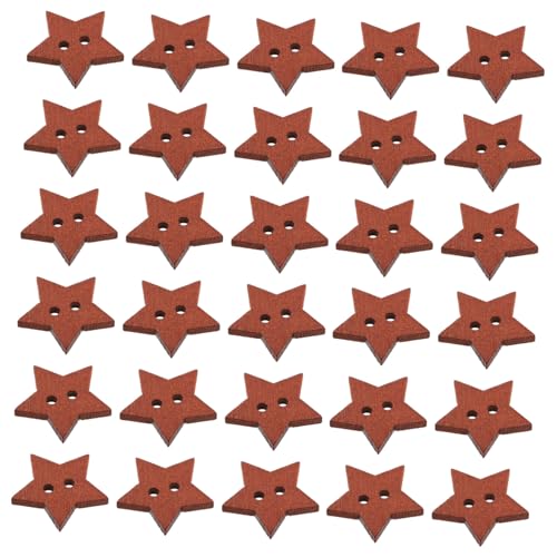 OSALADI 100 Stück Kleine Holzknöpfe Sternform Vintage design Multifunktional für Nähen Basteln Scrapbooking Natürliche Holzsterne für DIY Handarbeiten Braun von OSALADI
