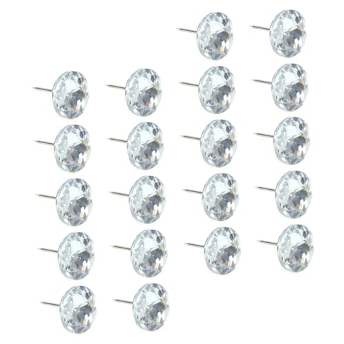 OSALADI 100 Stück Kristall Polsternägel Glänzende Sofanägel mit Glatten Kanten für Möbeldekoration DIY Schmuck Kopfteil und Hintergrundwand Silberweiß Funkelnde Kristall Design Tacks von OSALADI