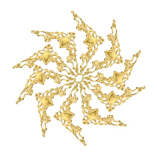 OSALADI 100 Stück Teiliges Vintage Metall Eckenschützer mit Hohlem Blumenmuster Goldfarbene Retro Buchecken für DIY Schmuckkästen Fotoalben Bastelprojekte Einsetzbar und Einfach zu von OSALADI