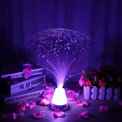 13 Zoll Farbe Wechseln Faseroptik Licht Batteriebetriebene Eisfaserstimmung Neuheit Lampen mit Kristallen Base Bunte Sinnes Licht Für Hochzeit Valentinstag (Bunt) von OSALADI