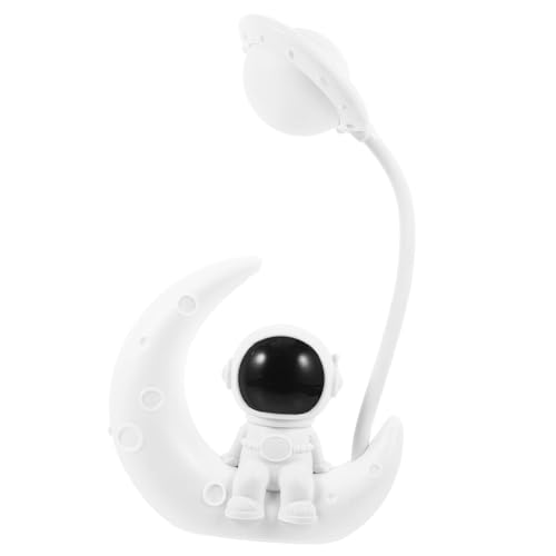 OSALADI 1stk Astronauten-schreibtischlampe Astronauten-nachttischlampe Lampe Für Nachttisch Klemmlampe Bett Kinder Schreibtisch Nachtlicht Dimmbar Weiß Student Kleine Tischlampe Plastik von OSALADI