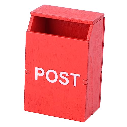 OSALADI 1stk Dekorativer Briefkasten Retro-gartenmöbel Kleiner Briefkasten Zum Basteln DIY 3D Aus Holz Mini-möbel Kinderspielzeug Mini-modellmöbel Spielzeuge Hölzern Rot Altmodisch von OSALADI