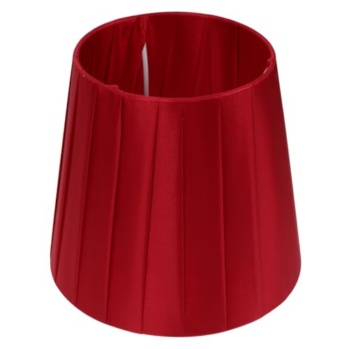 OSALADI Plissierte Lampenschirme, E14 Stofflampenschirme Kleiner Lampenschirm aus Stoff für Tisch- und Stehlampen Lampenabdeckung Ersatz, Rot von OSALADI