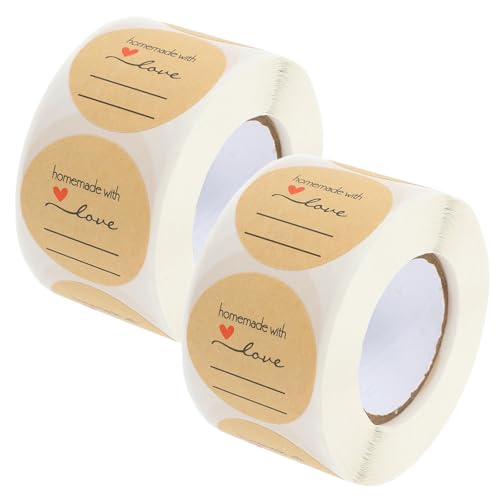 OSALADI 2 Rollen Aufkleber für Backetiketten Backsiegel-Etikettenaufkleber Konservenbezeichnungen Backversiegelungsaufkleber Siegel Aufkleber Versiegelungsetikett Kraftpapier Hellbraun von OSALADI