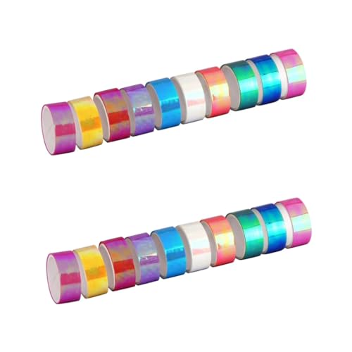 OSALADI 2 Sätze Buntes Teiliges Dekoratives Klebeband Pe Glänzende Wasserdichte Diy Tapes Für Scrapbooking Journaling Und Kreative Bastelprojekte Regenbogen Für Stimmungsvolle 10rolle*2 von OSALADI