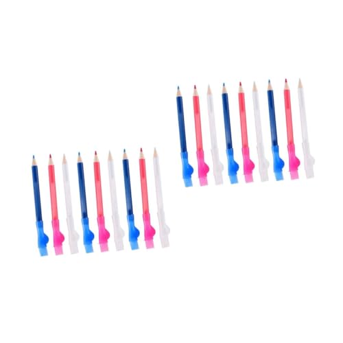 OSALADI 2 Sätze Teiliges Schneiderstift Set Für Stoffe Selbstlöschende Kreidestifte Mit Pinsel Für Diy Und Näharbeiten Rot Blau Und Weiß Stifte 9 Stück * 2 von OSALADI