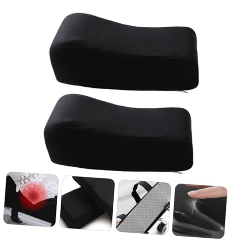 OSALADI 2 Stück Armlehnenpolster für Stühle Ergonomische Ellbogenauflage mit Memory Schaum rutschfeste Abnehmbare Bezüge Gepolstert für Büro Gaming stühle Schwarz Stilvariiert von OSALADI