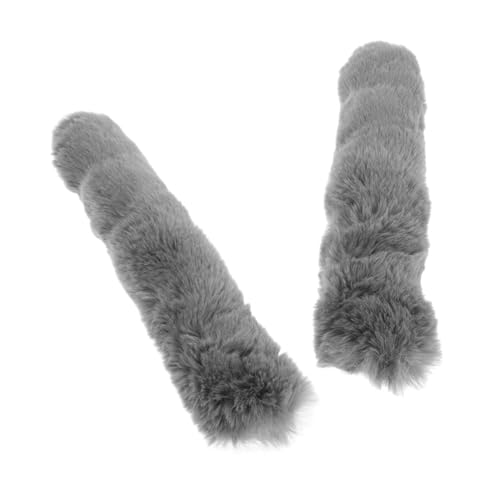 OSALADI 2 Stück Gepolsterte Handtaschen-Schultergurt-Pads Weiche Faux-Fell Griffschoner Zipper Schutz für Umhängetaschen Geldbörsen Koffer Ersatz Handtaschenriemen Dunkelgrau von OSALADI