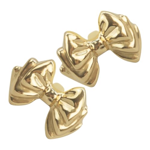 OSALADI 2 Stück Goldene Messing schrankknöpfe im Schleifendesign Robuste Einfache Montage Stilvolle Griffe für Kleiderschränke Kommoden und Eleganter Look für Wohn Arbeitsräume von OSALADI