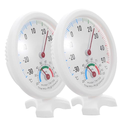 OSALADI 2 Stück Kleines Rundes Hygrometer Thermometer Analoger Temperatur Luftfeuchtigkeitsmesser Kompakt für Kühlschrank Luftbefeuchter Präzise Innenraumüberwachung von OSALADI