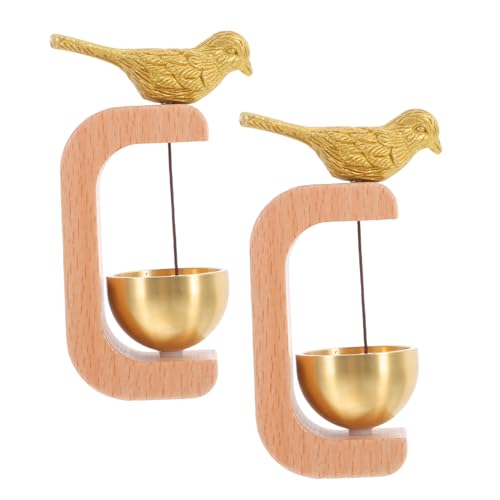 OSALADI 2 Stück Minimalistische Messing Türklingel mit Holz Magnetische Ladenbesitzer Türglocke für Geschäftseingang Lauter Willkommensklang Langlebig und Elegant für Büro Restaurant von OSALADI