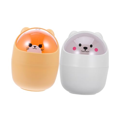 OSALADI 2 Stück Süßer Mülleimer Kleiner Mülleimer Mülleimer Schreibtisch Mülleimer Süßer Mini Cartoon Mülleimer Mit Schwingdeckel Schreibtisch Mülleimer Mini Mülleimer Mit Deckel von OSALADI