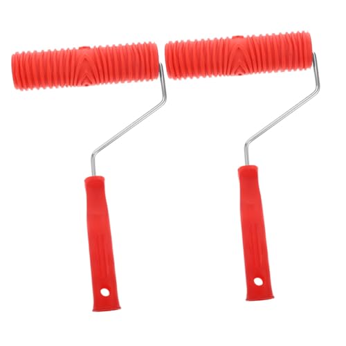 OSALADI 2 Stück Teiliges Farbstrukturroller mit Ergonomischem Griff Langlebiger Dekorativer Silikat-lehm-wandroller für DIY Wandgestaltung Geeignet für Wände Decken Schlafzimmer in Rot von OSALADI