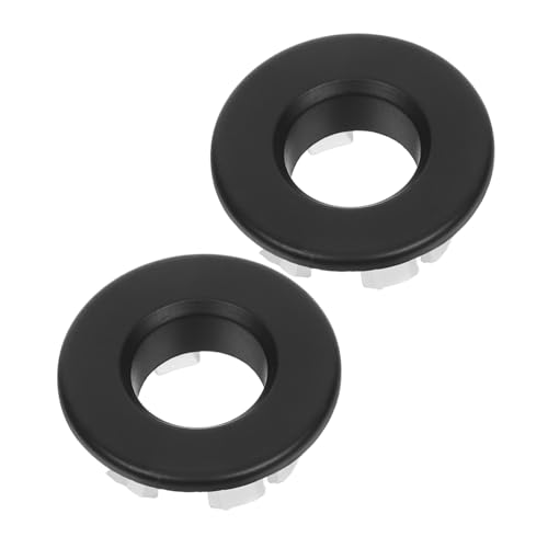 OSALADI 2 Stück Teiliges Überlaufloch Abdeckset Schwarz Passend für Bad Küchenspülen Einfache Montage aus Langlebigem Material Effektiver Schutz gegen Wasseraustritt Praktische von OSALADI