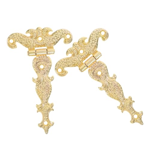 OSALADI 2 Stück Teiliges Vintage T-form Zierband Scharniere mit Floralem Relief Geräuschlos Vielseitig für Schmuckkästen Holzboxen Schranktüren und Dekorative Möbelbeschläge von OSALADI