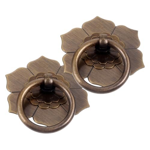 OSALADI 2 Stück Vintage Metall kommodenringgriff Langlebiger Legierungsgriff mit Antiker Optik Runder Schubladenzug für Schrank und Kommode Rostbeständig Sichere Schraubbefestigung von OSALADI