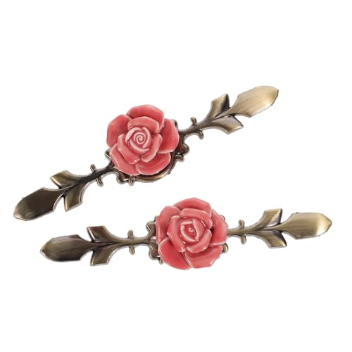 OSALADI 2 Stück Vintage Schrankgriffe Kupfer und Keramik mit Dekorativem Rosenmuster Robuste Möbelknöpfe für Schrank Schubladenzüge Elegant und Pflegeleicht für Langlebige Nutzung von OSALADI