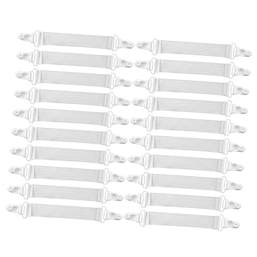 OSALADI Spannbettlakenhalter Clips 20 Stück Bettlakenbefestigungen mit Verstellbaren Gummibändern Bettlakenhaltergurte für Spannbettlaken Bettwäsche Decken Matratzenschoner Weiß Plastik Multifunktion von OSALADI