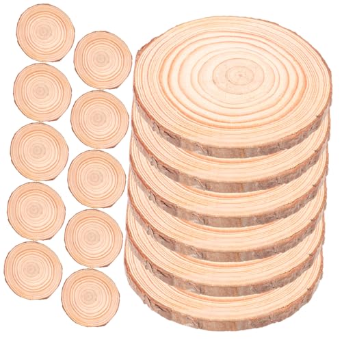 OSALADI 20 Stück Unbehandelte Runde Holzscheiben Naturholzscheiben mit Rinde zum Basteln Hochzeit Dekoration DIY Holzringe für Rustikale Mittelstücke und Handwerk von OSALADI