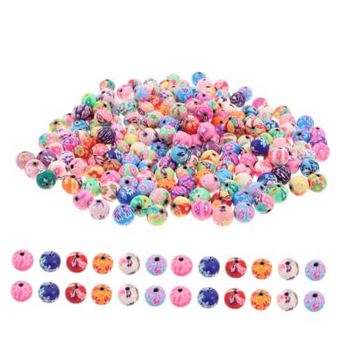 OSALADI 200 Stück Bunte Polymer Clay Rundperlen Blumen Spacer Charms für Schmuckherstellung DIY Armbänder Halsketten Kreative Bastelaccessoires von OSALADI