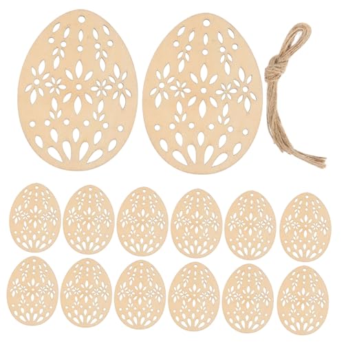 OSALADI 20stücke Hängedekoration Für Ostern Kreative Holzornamente Mit Schnur Festtagsverzierung Für Zuhause Und Garten von OSALADI