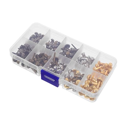 OSALADI 240 Stück Miniatur Metallnieten für DIY Projekte Runde Kopf Brads Farben für Bastelarbeiten Leder und Papierdekorationen Einfache Installation und Sicheres Anbringen von OSALADI